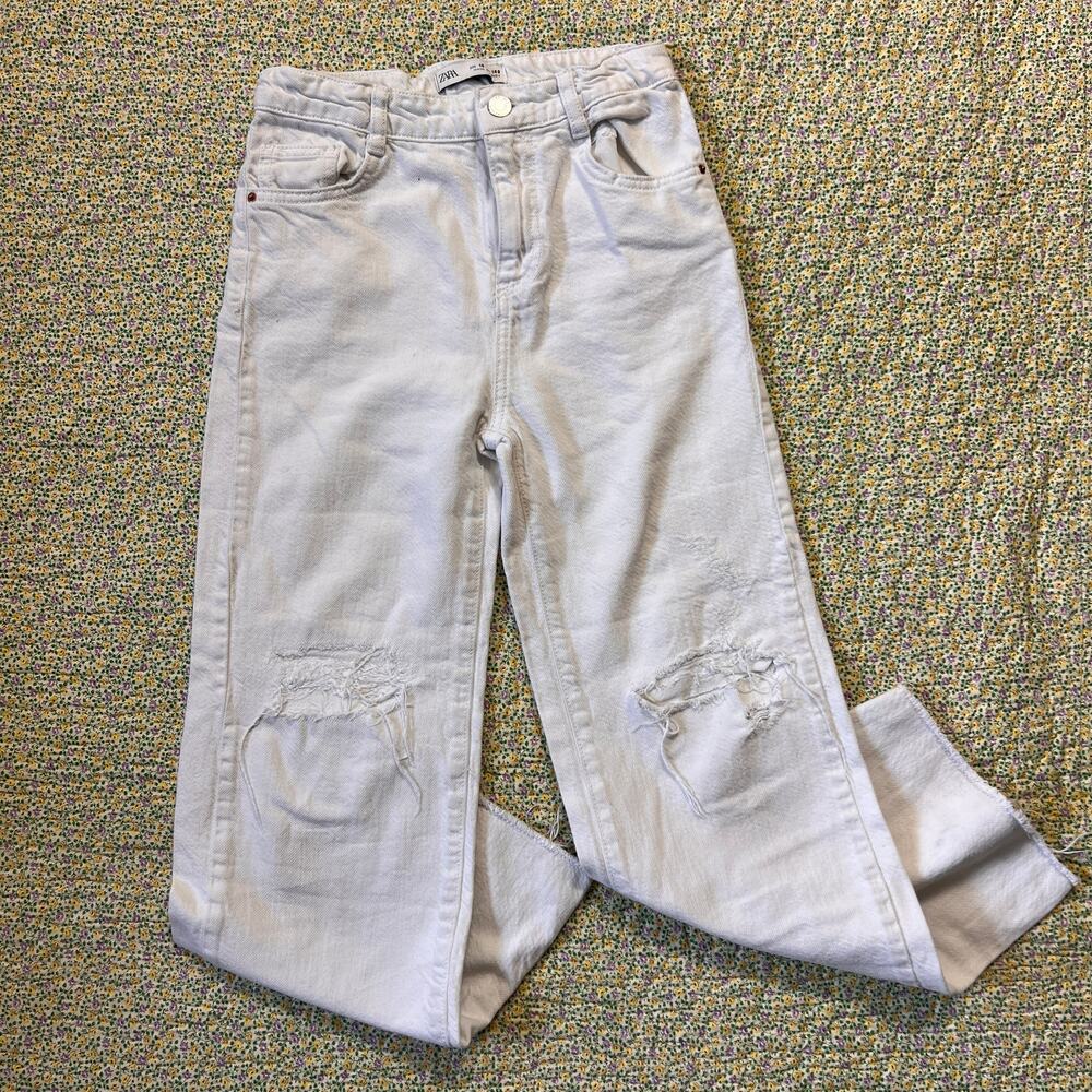 ZARA GIRLS WHITE DENIM BELL BOTTOMS SIZE 10
